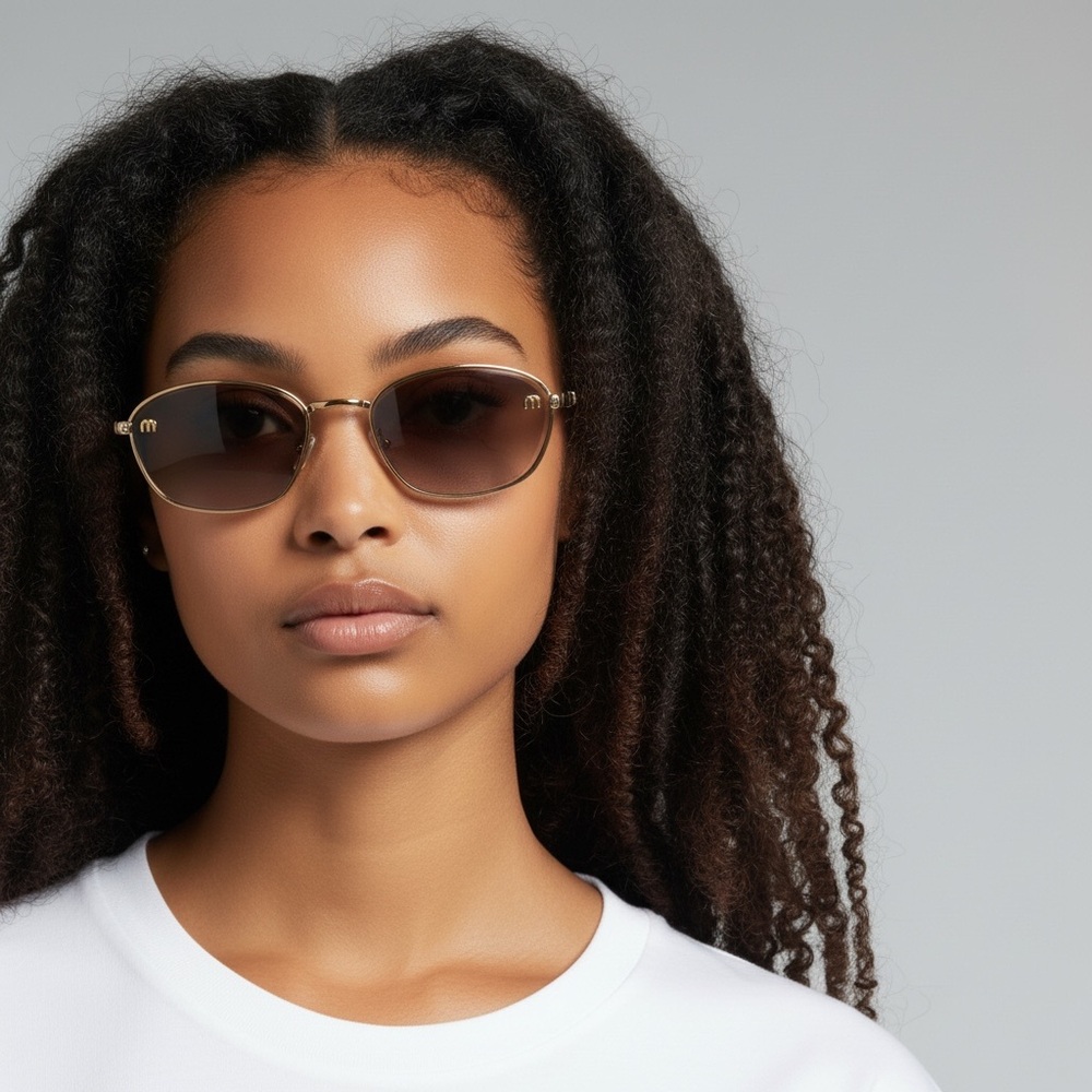 MIU MIU Women’s Metal Sunglasses | Gold & Nude | Brown Gradient Lenses | New - Picture 14 of 16